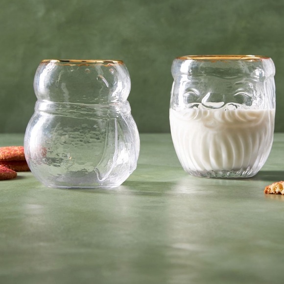 Anthropologie Snowman juice glass w gold rim - Picture 1 of 5